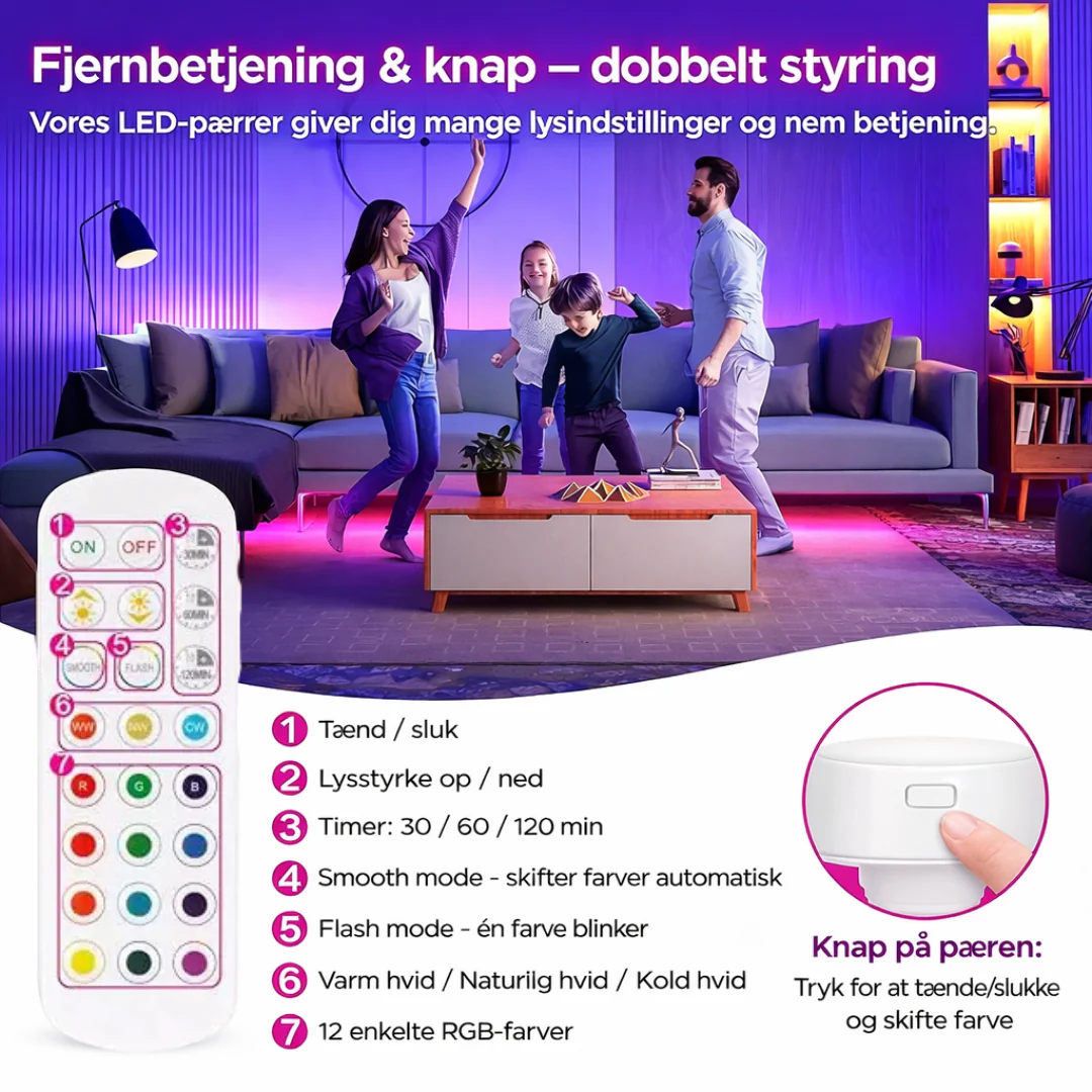 HyggeGlow™  - Trådløs LED-lampe med farver, dæmpning og fuld stemningskontrol - Image 4