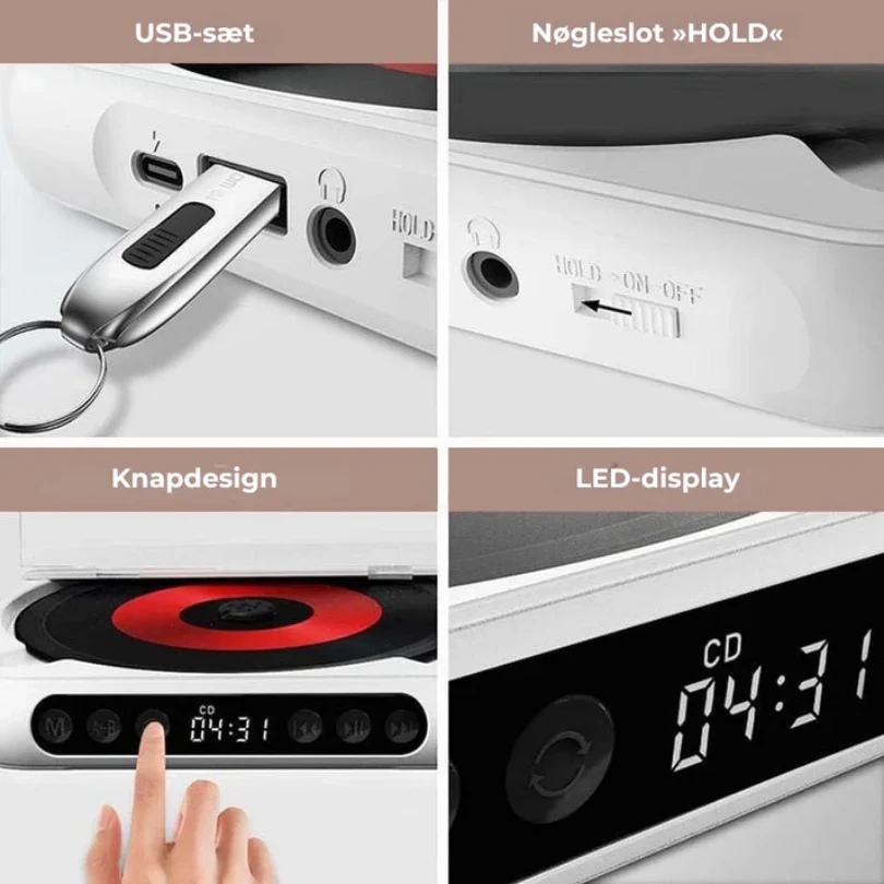 KlarTone CD™ – Trådløs Bærbar CD-Afspiller med Bluetooth - Image 13