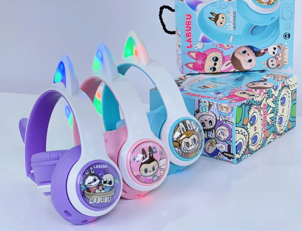 Lyshøre -Trådløse Hovedtelefoner til Børn – Labubu, Stitch eller Spiderman - Image 8