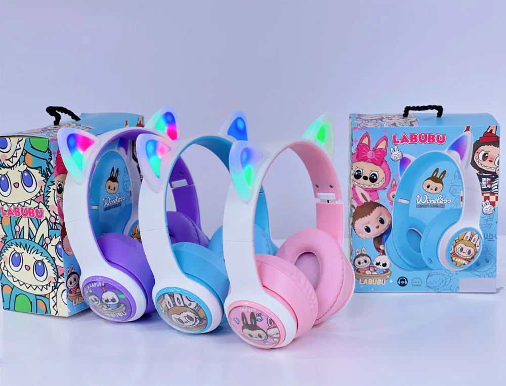 Lyshøre -Trådløse Hovedtelefoner til Børn – Labubu, Stitch eller Spiderman - Image 9