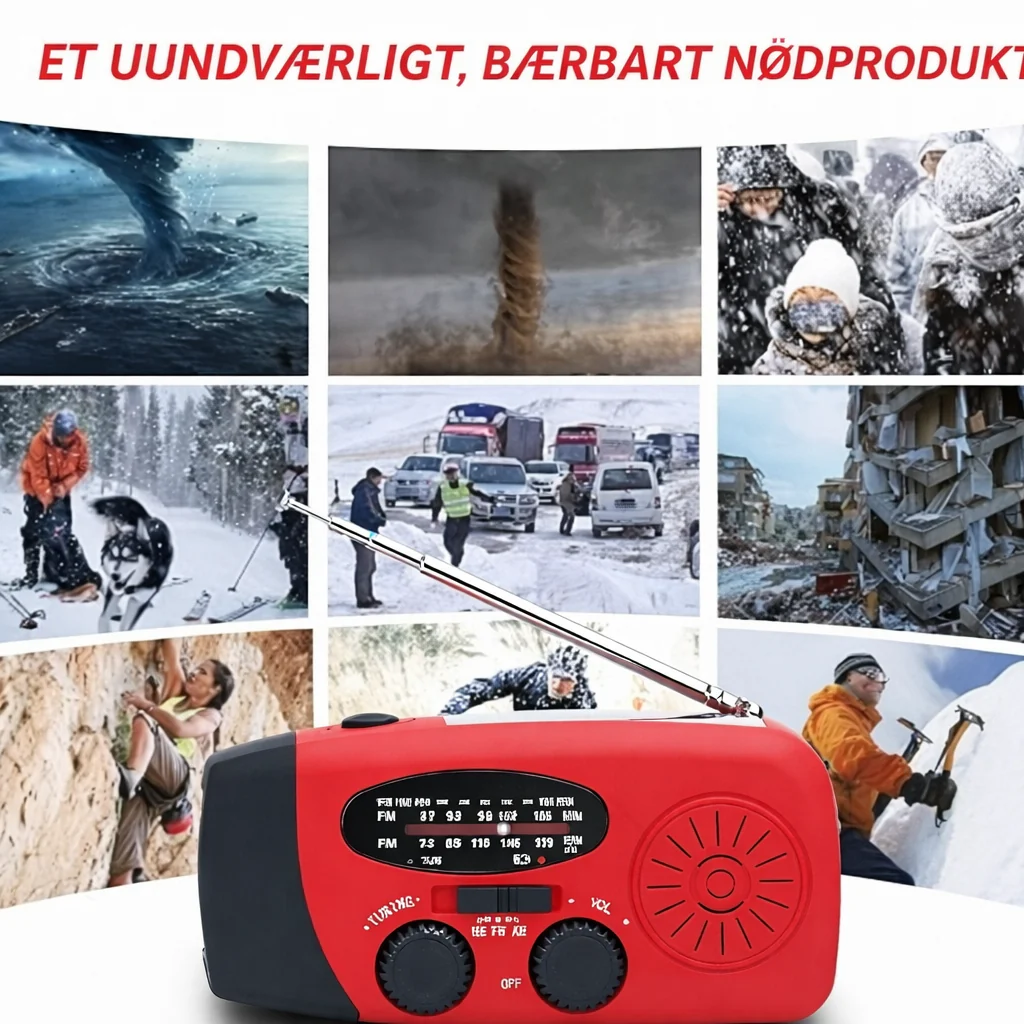 NødRadio™ – Multifunktionel solcelledrevet nødradio med oplader - Image 5