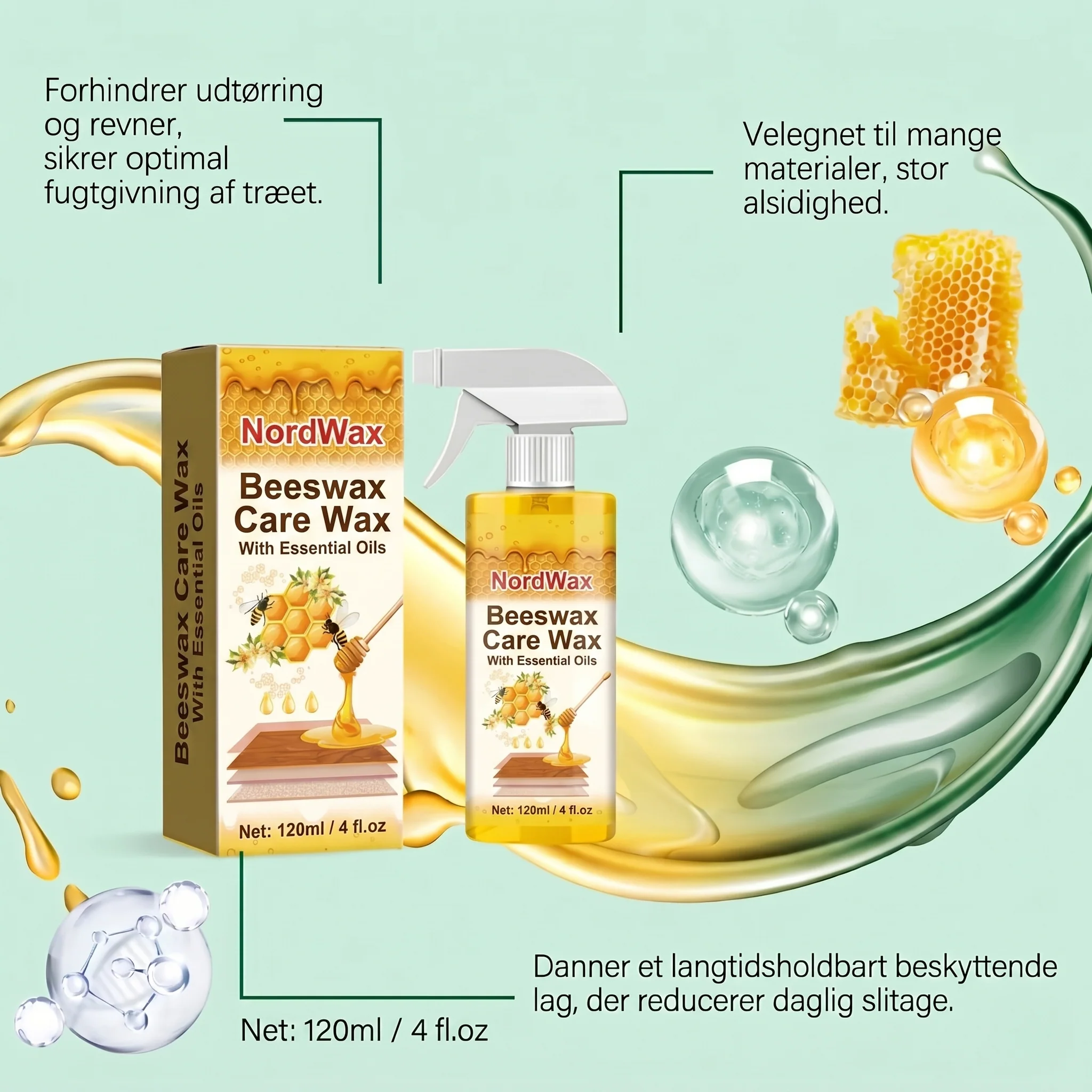 NordWax™ - Alt-i-en Bivoks Spray til Træpleje - Image 3