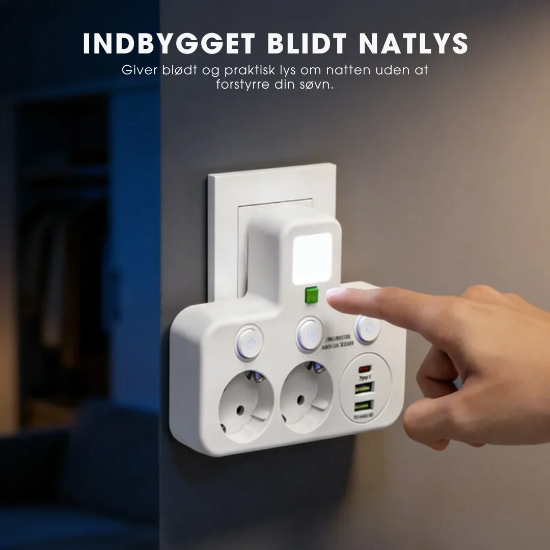 StrømHub™ – Alt-i-én stikdåse med USB-opladning og blødt natlys - Image 6