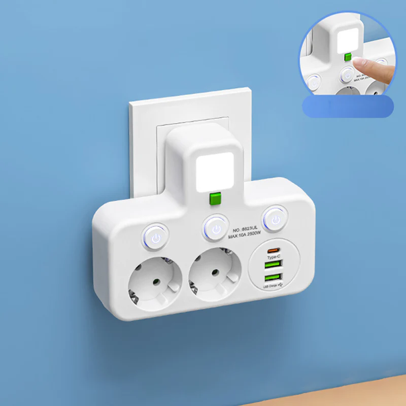 StrømHub™ – Alt-i-én stikdåse med USB-opladning og blødt natlys - Image 9