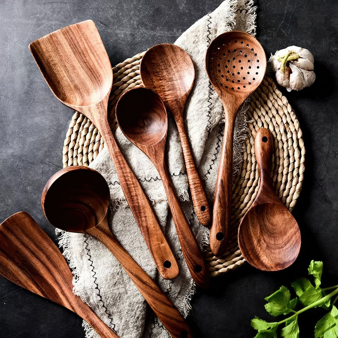 Teak Elegance - Teak Træ Køkkenredskabssæt (7-delt sæt) - Image 3